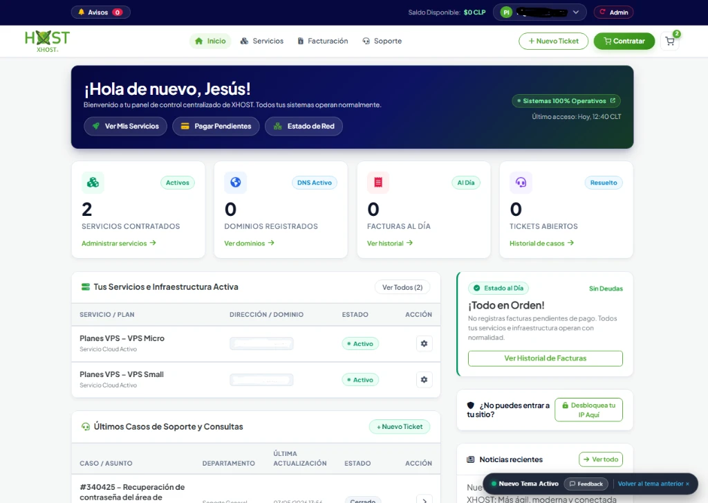 Mejora Continua en XHOST: Nueva Experiencia en tu Área de Clientes